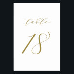 Numéro De Table Mariage de script minimaliste or Numéro de tableau<br><div class="desc">Tableau 18. Elégante carte de numéros de table avec script minimaliste or. Ce numéro de table en or et blanc est parfait pour les mariages,  les diplômes,  les baby showers,  les douches nuptiales et autres événements. D'autres numéros et couleurs sont disponibles.</div>