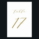 Numéro De Table Mariage de script minimaliste or Numéro de tableau<br><div class="desc">Tableau 17. Elégante carte de numéros de table avec script minimaliste or. Ce numéro de table en or et blanc est parfait pour les mariages,  les diplômes,  les baby showers,  les douches nuptiales et autres événements. D'autres numéros et couleurs sont disponibles.</div>