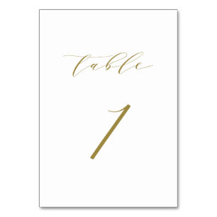 Numéro De Table Mariage de script minimaliste or Tableau 1