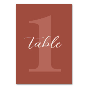 Numéro De Table Mariage de script moderne en terre cuite
