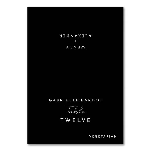 Numéro De Table Mariage de script moderne noir pliable (Par défaut)