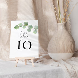 Numéro De Table Mariage de script moderne Sage Eucalyptus