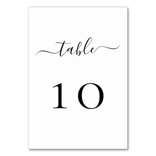 Numéro De Table Mariage de script noir blanc (Par défaut)