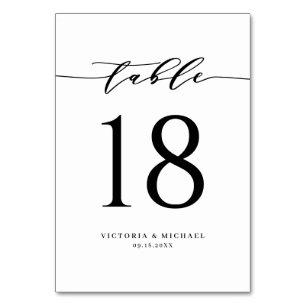 Numéro De Table Mariage de script noir gras et minimaliste simple