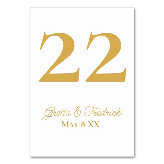 Numéro De Table Mariage de script or d'élégance simple intemporell (Par défaut)