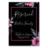 Numéro De Table Mariage de script romantique noir et rose (Dos)