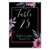 Numéro De Table Mariage de script romantique noir et rose (Dos)