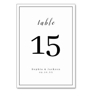 Numéro De Table Mariage de script romantique simple