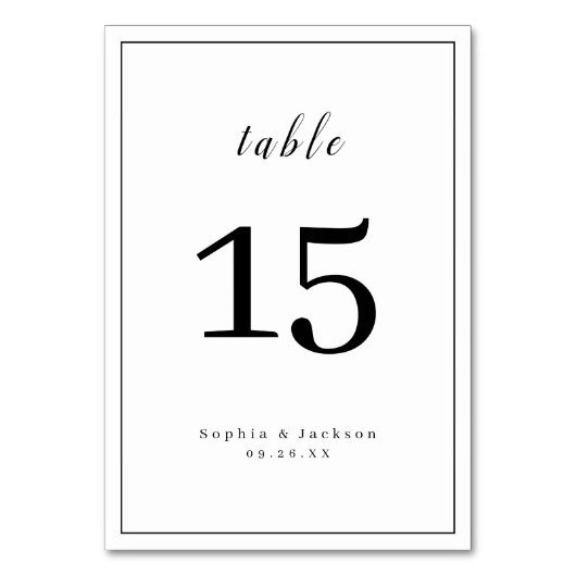 Numéro De Table Mariage de script romantique simple (Dos)