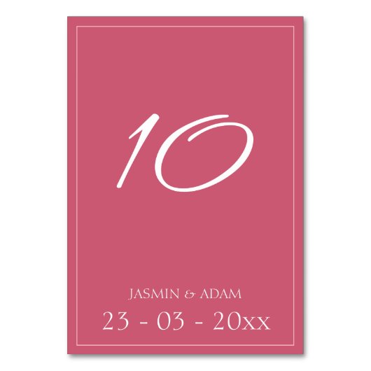 Numéro De Table Mariage de script rose magenta minimal (Par défaut)