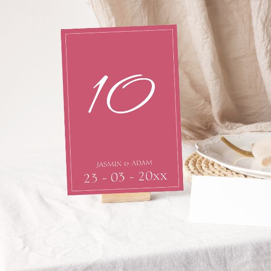 Numéro De Table Mariage de script rose magenta minimal