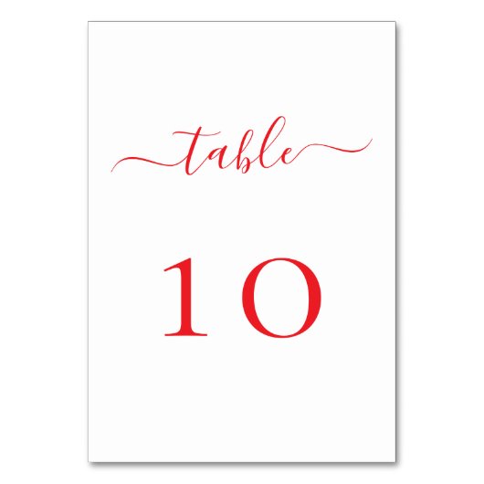 Numéro De Table Mariage de script rouge blanc (Par défaut)