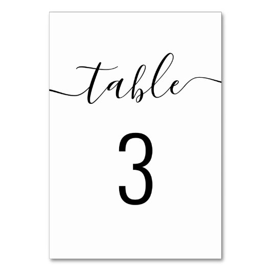 Numéro De Table Mariage de script simple noir et blanc (Par défaut)