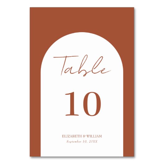 Numéro De Table Mariage de script Whimsical Terracotta Arch Frame (Dos)