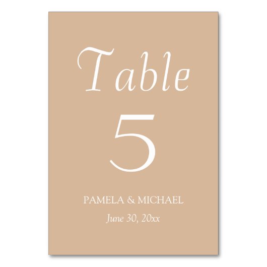 Numéro De Table Mariage de style simple beige (Dos)