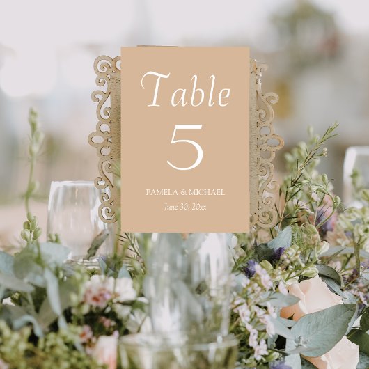 Numéro De Table Mariage de style simple beige