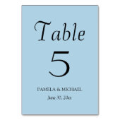 Numéro De Table Mariage de style simple bleu clair (Dos)
