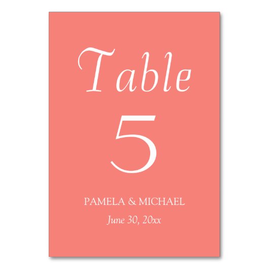 Numéro De Table Mariage de style simple corail (Par défaut)