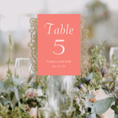 Numéro De Table Mariage de style simple corail