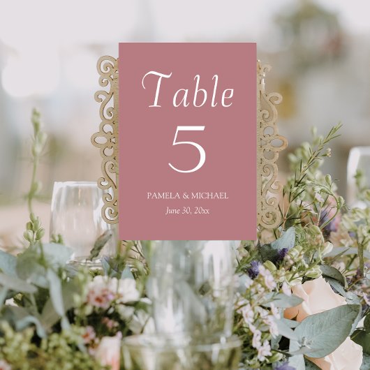 Numéro De Table Mariage de style simple Dusty Rose
