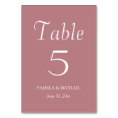 Numéro De Table Mariage de style simple Dusty Rose (Dos)