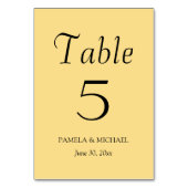 Numéro De Table Mariage de style simple jaune beurre (Dos)