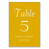 Numéro De Table Mariage de style simple jaune doré (Dos)