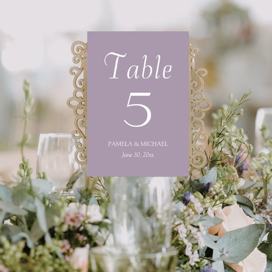 Numéro De Table Mariage de style simple Mauve