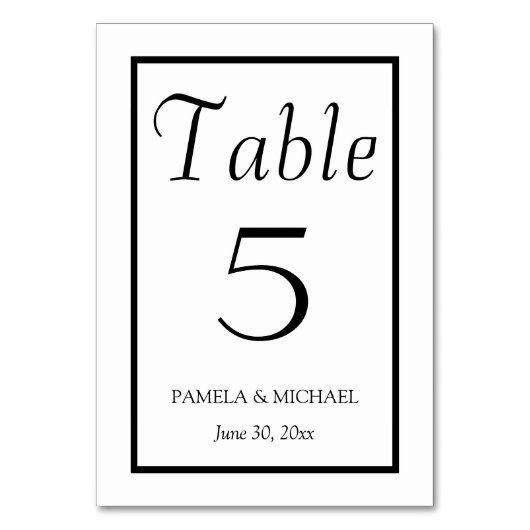 Numéro De Table Mariage de style simple noir et blanc (Dos)