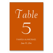 Numéro De Table Mariage de style simple orange brûlé (Dos)