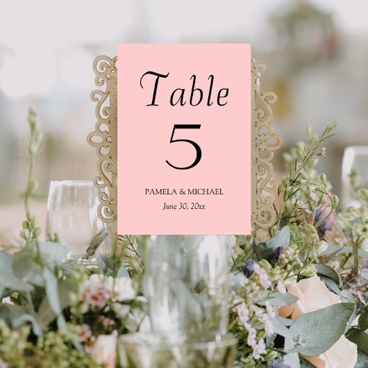 Numéro De Table Mariage de style simple rose pâle