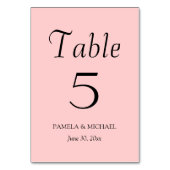 Numéro De Table Mariage de style simple rose pâle (Dos)