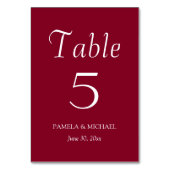 Numéro De Table Mariage de style simple rouge canneberge (Par défaut)