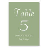 Numéro De Table Mariage de style simple Sage Green (Dos)