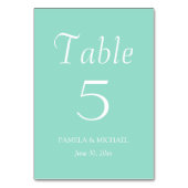 Numéro De Table Mariage de style simple Seafoam (Dos)