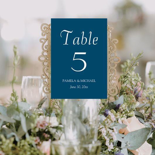 Numéro De Table Mariage de style turquoise bleu simple