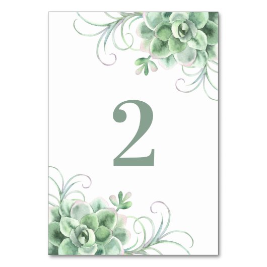 Numéro De Table Mariage de succulentes. Cactus vert. Cactus à l'aq (Par défaut)
