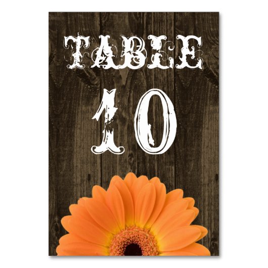 Numéro De Table Mariage de table Rustic Wood Orange (Dos)