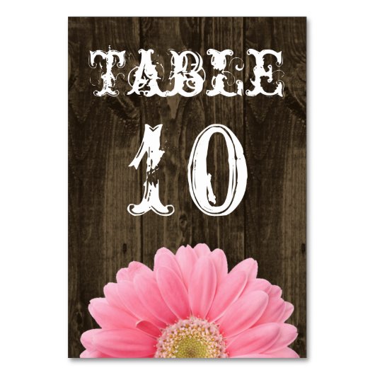 Numéro De Table Mariage de table Rustic Wood Rose (Dos)