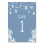 Numéro De Table Mariage de table Rustique Dusty Blue Lights (Dos)