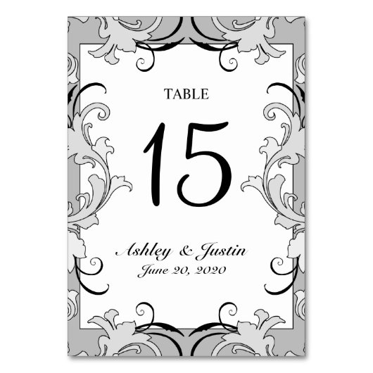 Numéro De Table Mariage de tableau Gris noir blanc permules Numéro (Par défaut)