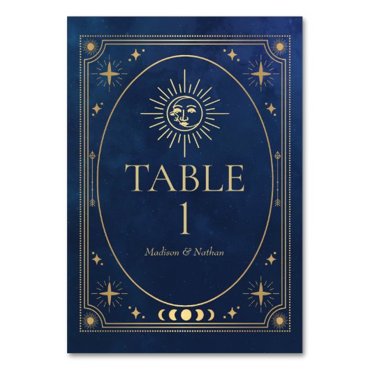 Numéro De Table Mariage de Tarot gothique bleu céleste (Dos)