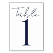 Numéro De Table Mariage de texte bleu foncé simple (Dos)