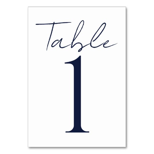 Numéro De Table Mariage de texte bleu foncé simple (Dos)