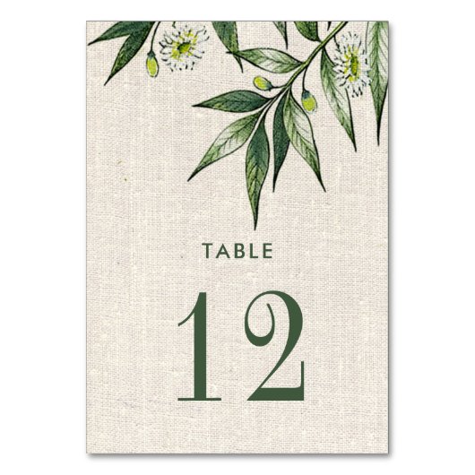 Numéro De Table Mariage de texture de Burlap Botanique Vert (Par défaut)