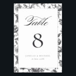 Numéro De Table Mariage de toile florale noir et blanc antique<br><div class="desc">Elégante toile florale noire & blanche Mariage personnalisé Numéro de table. Personnalisez avec les noms et la date du mariage.</div>