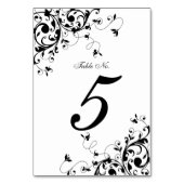 Numéro De Table Mariage de tourbillons floraux noirs et blancs (Dos)