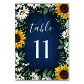 Numéro De Table Mariage de tournesol bleu de la Marine Numéro de t (Dos)