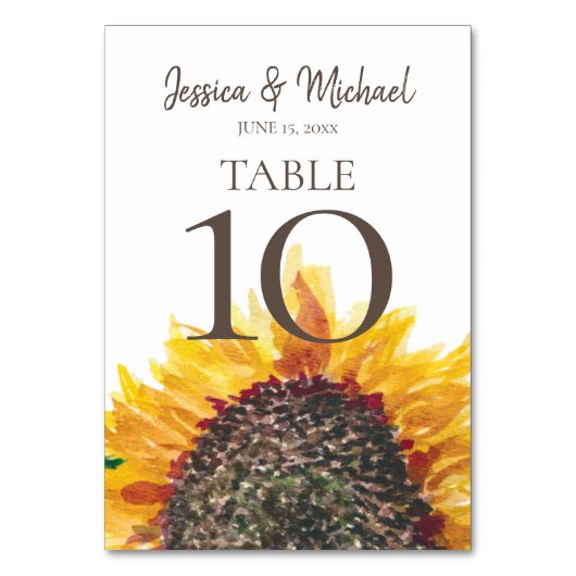 Numéro De Table Mariage de tournesol Brown jaune (Dos)