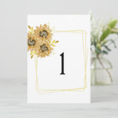 Numéro de table mariage de tournesol Carte plate (Debout devant)